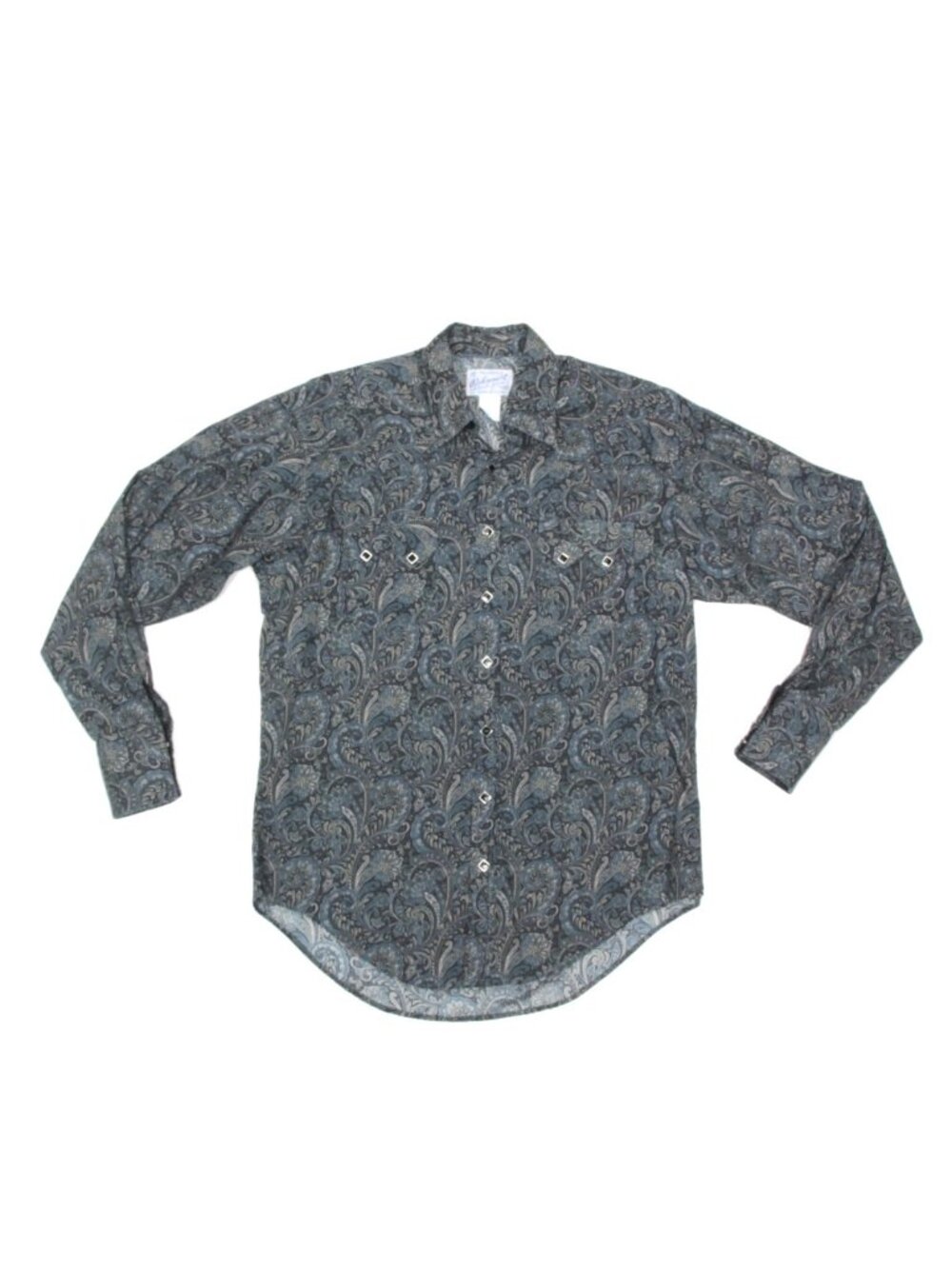 ROCKMOUNT RANCHWEAR Navy Blue Paisley Diamond Snap Mens Shirt size Small /243